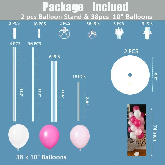 Leesoot 2 Sets 74-Inch Pink Floor Column Kit Stand - Image 2