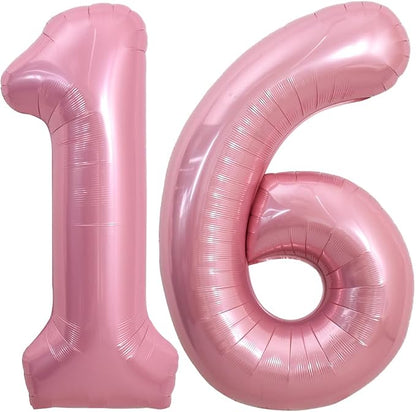 TONIFUL 40 Inch Pink Number 16 Balloon Large Foil 16th Birthday Decorations | by TONIFUL
