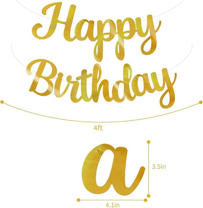 BEISHIDA Double-sided Gold Happy Birthday Banner Party Decoration NO DIY | - Image 2