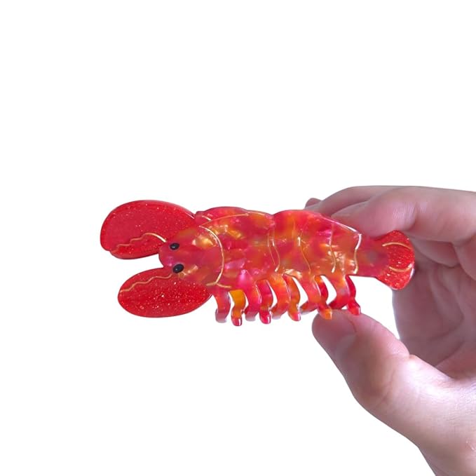 Cute Red Lobster Hair Clip,Funny Acetate Claw Clips for Women