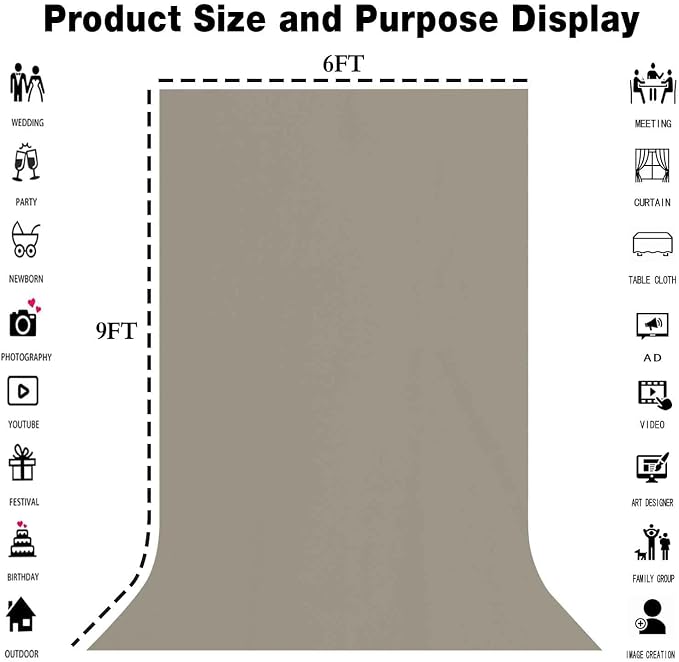 Grey Photography Backdrop for Photoshoot, Fabric 6x9ft | Polyester Studio Photo - Image 3
