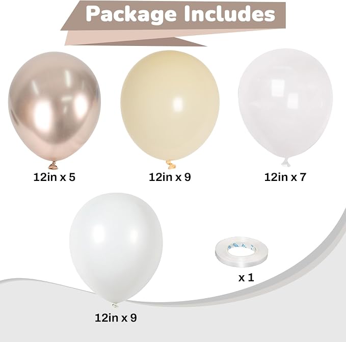 Champagne Gold White Balloons Graduation Balloons Metallic Champagne Nude Cream - Image 2