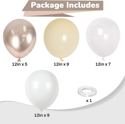Champagne Gold White Balloons Graduation Balloons Metallic Champagne Nude Cream - Image 2