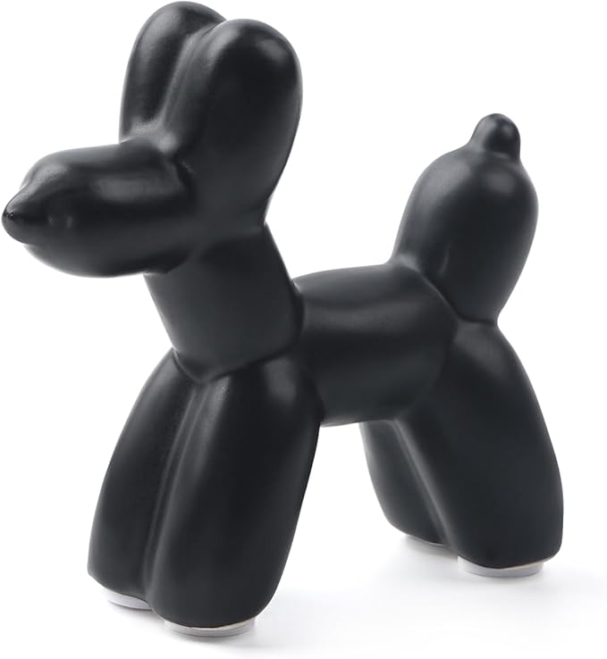 Notakia Cute Ceramics Black Balloon Dog Statue Crafts Living Room Desktop by Notakia