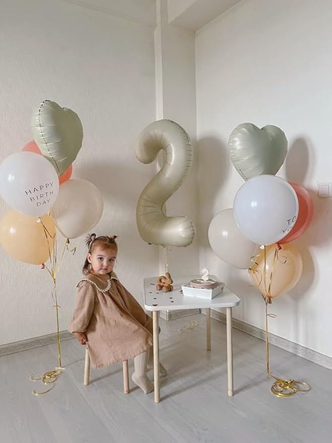 2 Balloon Number 40 Inch Cream Balloons - Image 3