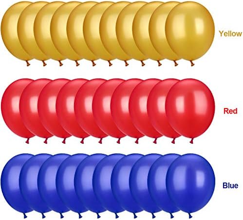 TecUnite 100 Pcs Red Blue Yellow Latex Balloons 13 Inch Colorful Round Balloons - Image 6