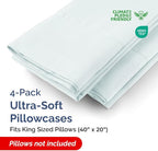 King Pillow Cases - 4 Pack - Super Soft Pillowcase Covers - Envelope Enclosure - Hotel Quality Pillow Protectors - Wrinkle Free, Shrink and Stain Resistant - Machine Washable - 20" x 40" (Ice Blue)