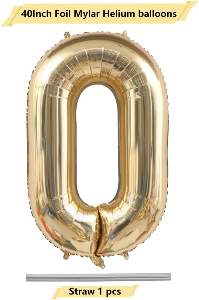 Light Gold Number 0 Foil Balloon 40IN Champagne Gold 0 Mylar Helium Balloon | - Image 2