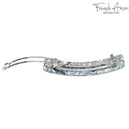French Amie Long Rectangle Large 4” Gray Magma Handmade Celluloid Automatic Hair Clip Barrette (Gray Magma)