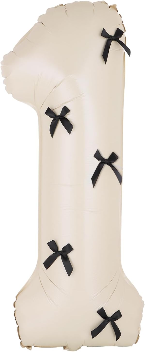 40 Inch Number Balloons with Bow Coquette Birthday Decorations Giant Number 1 by Unknown