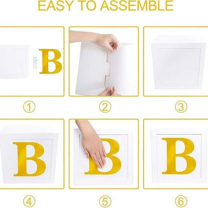 Baby Shower Balloon Boxes – 4 White Photo Prop Blocks - Image 8
