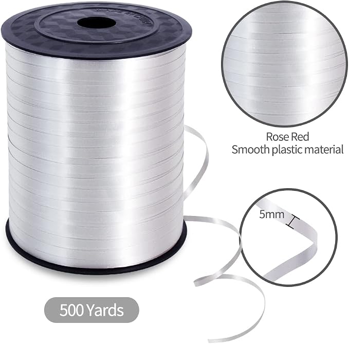TONIFUL 500 Yards Silver Curling Ribbon Balloon String Gift Wrapping | Silver - Image 2