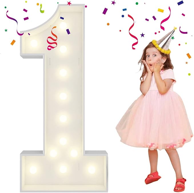 4FT Light Up Numbers Letters, DIY Giant Marquee Numbers, Mosaic Balloon Number 1 by MerryMosaics