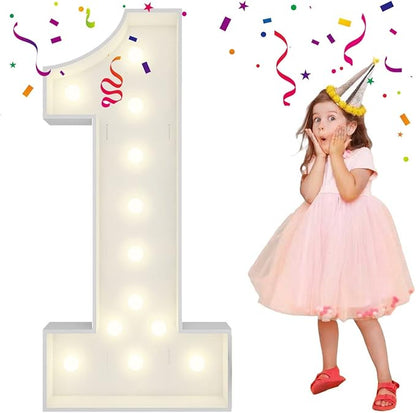 4FT Light Up Numbers Letters, DIY Giant Marquee Numbers, Mosaic Balloon Number 1 by MerryMosaics