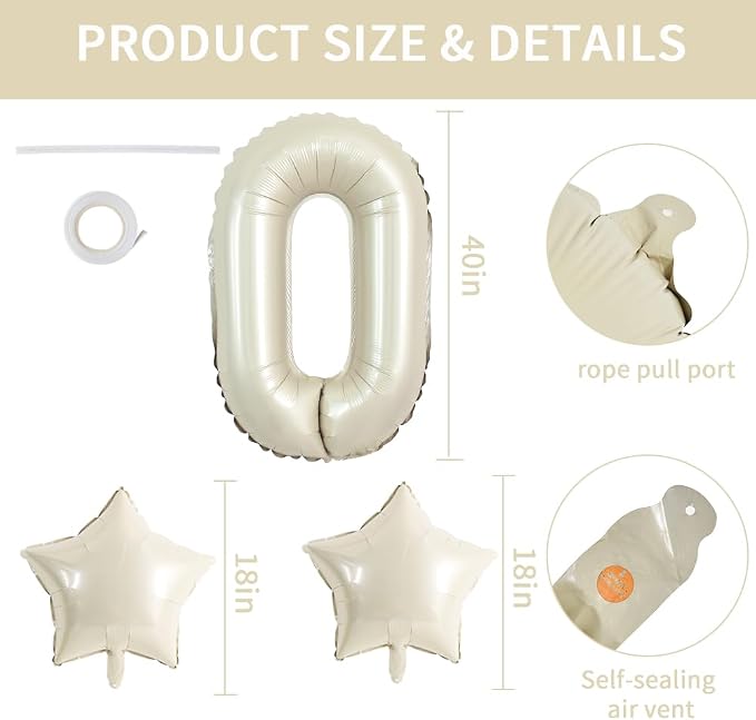 TONIFUL 40 Inch Cream White OH BOY Balloon, Oh Boy Sign - Image 2