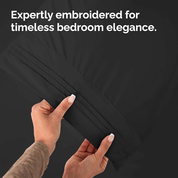 King Pillow Cases Set of 4 - Ultra Soft Hotel Quality Pillowcase Covers - Comfy, Cozy & Wrinkle Free - Shrinkage, Stain and Fade Resistant - Machine Washable Pillow Protectors - 4 Piece Set - Black