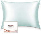 Adubor 100% Silk Pillowcase - Mulberry Silk Pillow Cases, 23 Momme 6A Grade Fibers, Silk Pillow Case for Hair and Skin Health, with Hidden Zipper (Queen 20''x30'', Light Green, 1PC)