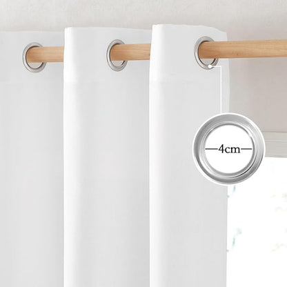 NICETOWN White Linen Curtains 72 inches Long, Grommet Privacy Window Treatments - Image 2