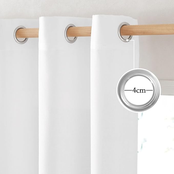 NICETOWN Thick White Linen Bedroom Curtains - Image 2