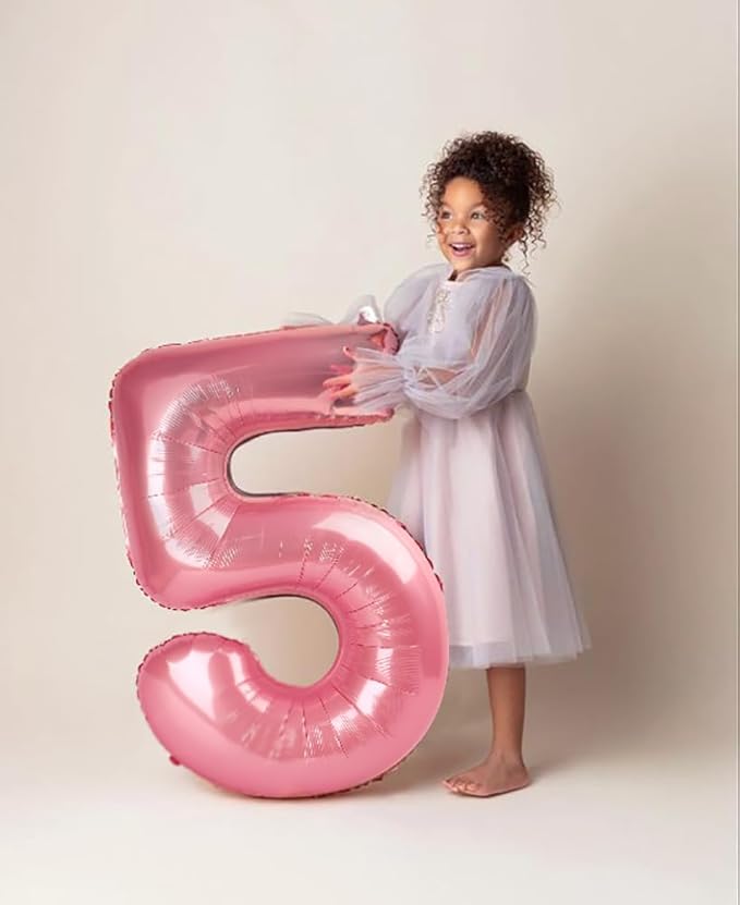 Number 5 Balloons 40 Inch for 5 15 Birthday Party Decorations, Pastel Pink | - Image 2