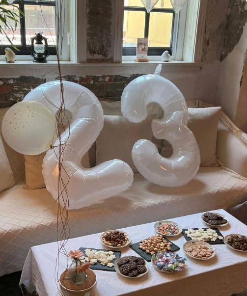 White Number 3 Balloon 40 inch, Balloon numbers party supplies, deco photo shoot - Image 6