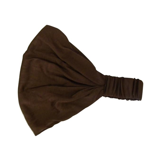 Set of 3 Wide Cotton Head Band Solid Boho Yoga Style Soft Hairband Black Brown White