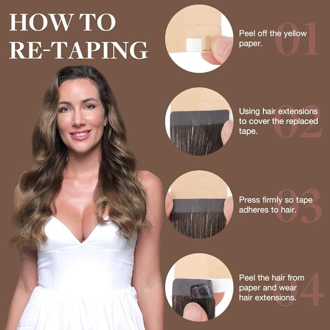 GOO GOO Tape in Hair Extensions Human Hair, 4/26/4 Balayage Chocolate Brown to Honey Blonde, 14inch 100g 40pcs, Skin Weft Seamless Invisible, Silky Straight with Thick Ends, Remy Human Hair