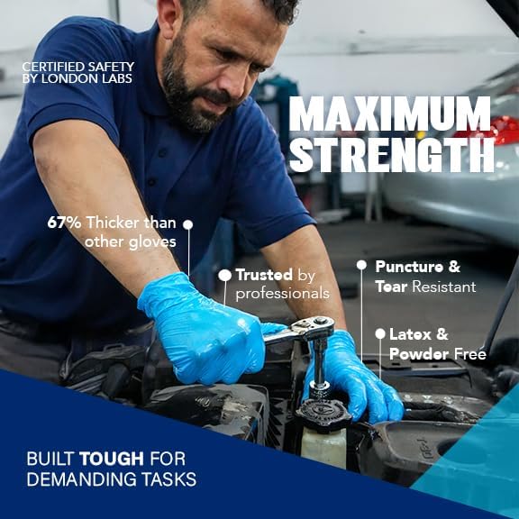 Sky Blue 5 Mil Nitrile Exam Gloves Disposable Latex Free | Medical Rubber Gloves for Doctors, EMT, First Aid Kit, Food Service & Cleaning | Bulk Nitrile for Mechanics (100 CT) - XX-Large