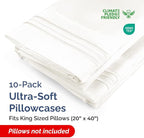 King Pillow Cases Set of 10 - Ultra Soft Hotel Quality Pillowcase Covers - Comfy, Cozy & Wrinkle Free - Shrink, Stain & Fade Resistant - Machine Washable Pillow Protectors - 10 Pcs Set - Antique White