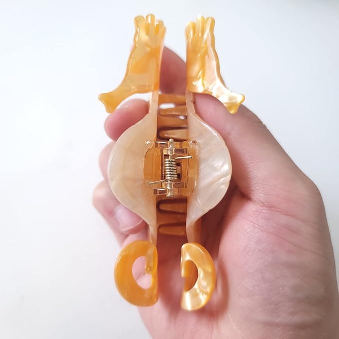 Orange Hippocampus Claw Clip,Acetate Hair Clips,Small Claw Clips for Women
