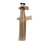 YoungSee U Tip Hair Extensions Balayage Keratin Tip Hair Extensions Balayage 24 Inch Long Utip Hair Extension Dark Brown Ombre Brown with Blonde U-Tips Hair Extension Real Human Hair 50s/50g