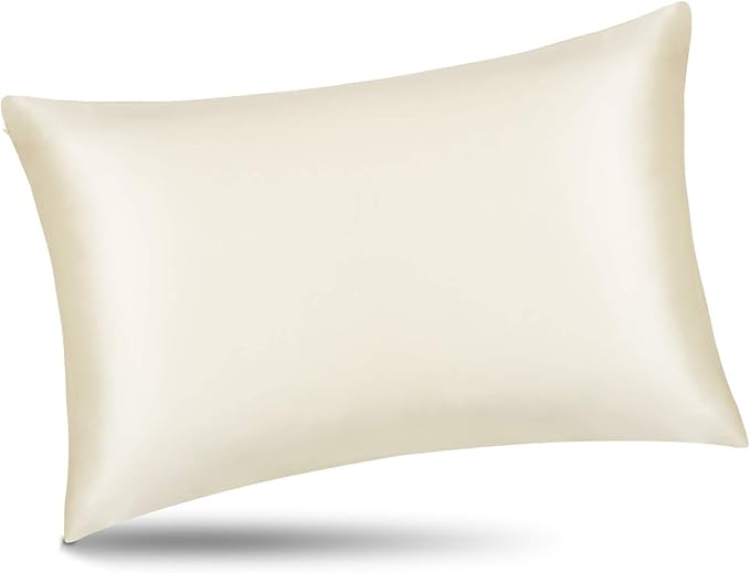 ALASKA BEAR Silk Pillowcase King Size for Hair and Skin Beauty Sleep 100% Organic Pillow Slip Case with Random Color Silk Scrunchie Gift Set (1pc, Cream)
