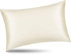 ALASKA BEAR Silk Pillowcase King Size for Hair and Skin Beauty Sleep 100% Organic Pillow Slip Case with Random Color Silk Scrunchie Gift Set (1pc, Cream)