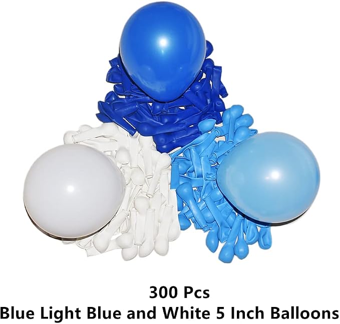 300 Pack Blue and White Balloons 5 Inch Mini Blue Light Blue White Latex Small - Image 2