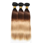 30 32 34 Inch 27 Human Hair Bundles Ombre Blonde Straight Bundle 3 Tone Brown And Honey Blonde Bundles Grade 8A Peruvian Virgin Remy Bundle Hair Extensions