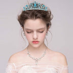 Didder Silver Tiara Crowns for Women - Girls' Elegant Combs and Blue Crystal Princess Crowns for Birthdays, Bridal, Prom and Parties