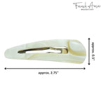 French Amie Clic Clac Ivory Large 2 3/4" Cellulose Handmade in France Set of 2 Snap Hair Pin Clips for Women and Girls