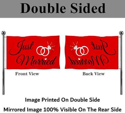 Just Married Flag Banner Outdoor Indoor Decoration Flag 3x5Feet Double Stitched - Image 3