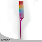 DONNA Bone Tail Comb – Assorted Color Pastel Styling Comb for Sectioning, Volume & Parting – Fine Tooth Hair Comb for Women, Men & Professionals (RAINBOW)