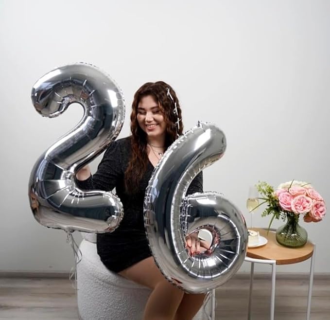 22 Balloon - Silver Birthday Number Balloons, 40 Inch Decorations Men Women | - Image 7