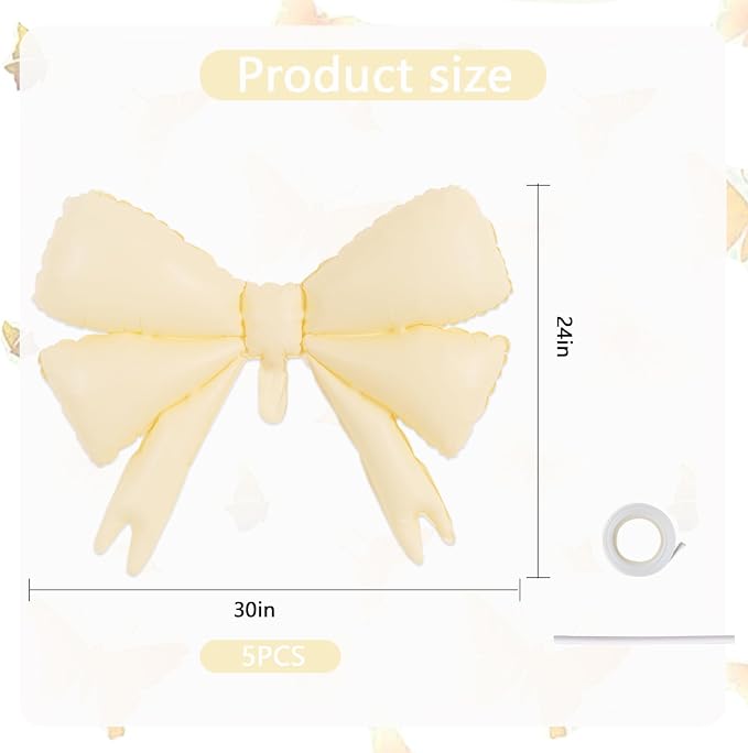 Vuzvuv 5 Pcs 30 Inch Foil White Bow Balloons - Image 2