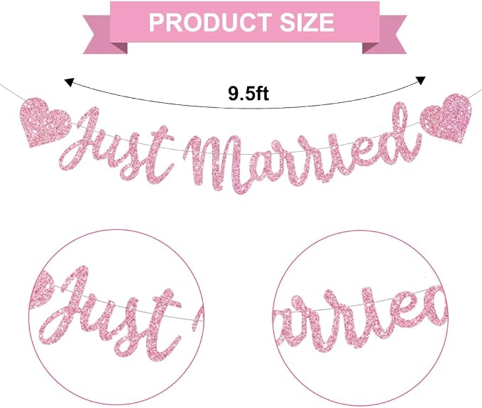 BEISHIDA Pink Just Married Banner - Image 2
