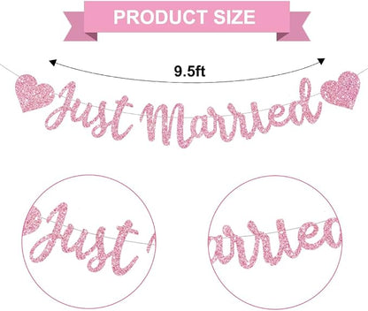 BEISHIDA Pink Just Married Banner - Image 2