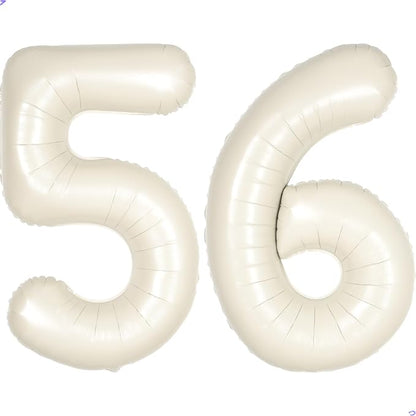 Cream White Number 56 65 Balloon by Unknown