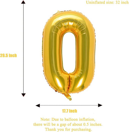 32 Inch Gold Number 0 Balloons Foil Ballon Digital Birthday Party Decoration - Image 3