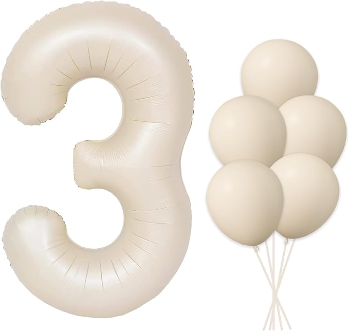 40 Inch Beige Number 3 Foil Balloon Set | by Home