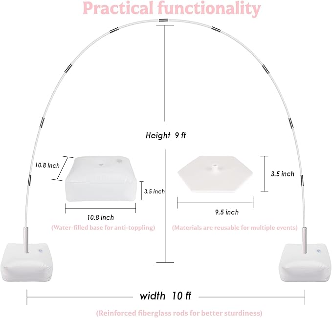 Balloon Arch Kit, 10FT Wide 9FT High Adjustable Balloon Arch Stand - Image 8