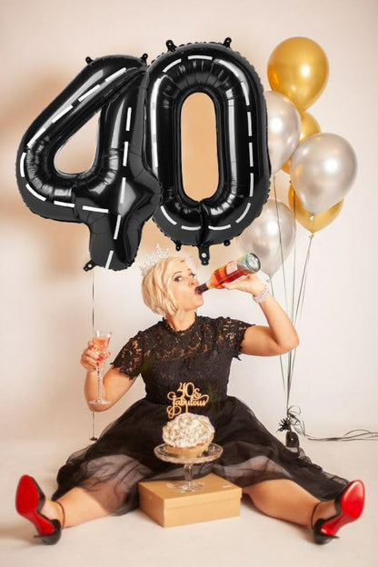 Number 0 Balloons 40 Inch for 10 100 Birthday Party Decorations, Line Black | - Image 3