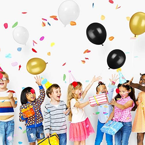 TecUnite 100 Pcs Black Gold White Latex Balloons 13 Inch Colorful Round Balloons - Image 4