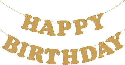 Gold Happy Birthday Banner Birthday Sign Backdrop Party Supplies by Adecortalk